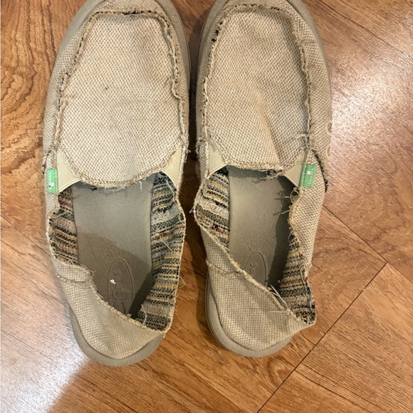 Sanuk Beige and Tan Slip-On Loafers - Picture 1 of 2